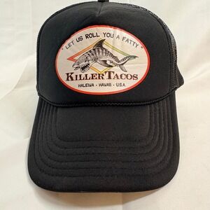 Vintage Killer Tacos Trucker Hat Shark Graphic Black Mesh Otto Snapback Hawaii